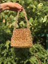 Sparkling Amber Crystal Beaded Handbag