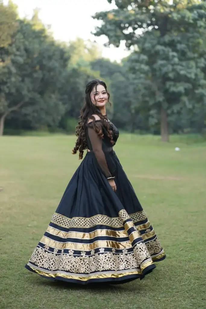 Black & Gold Twirl Skirt Set