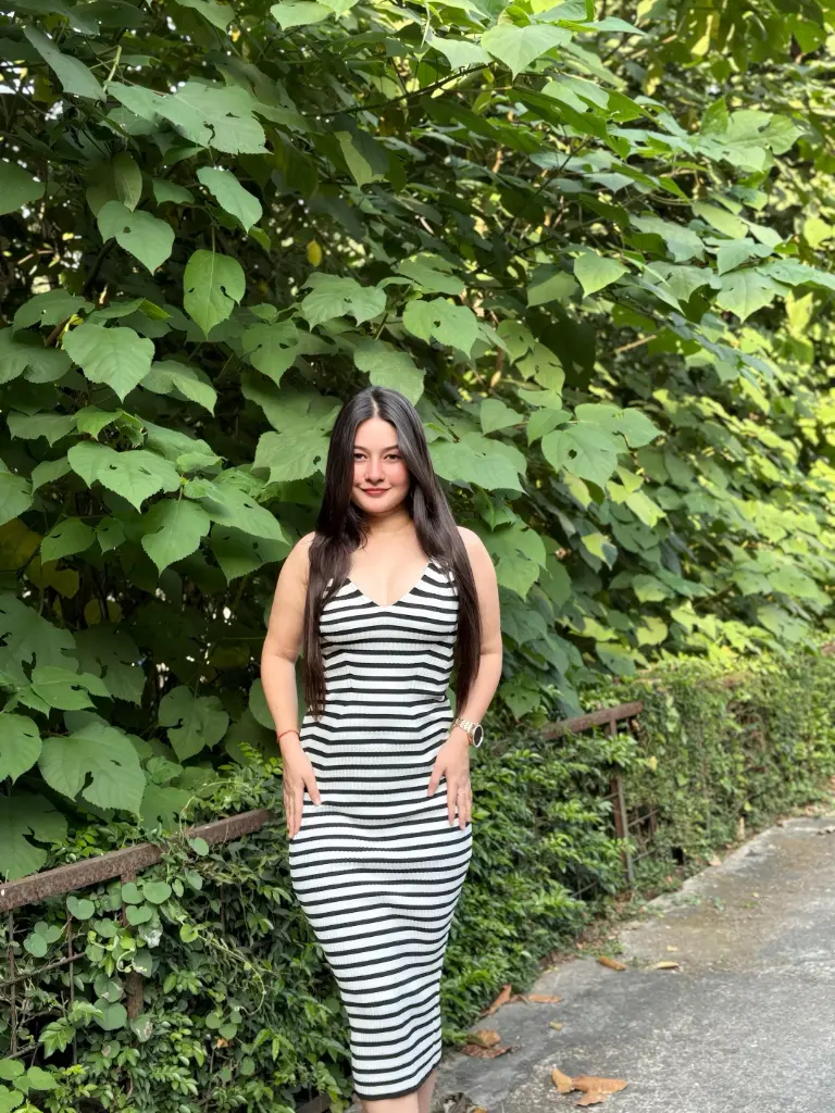 [SRMD001] Striped Ribbed Midi Dress