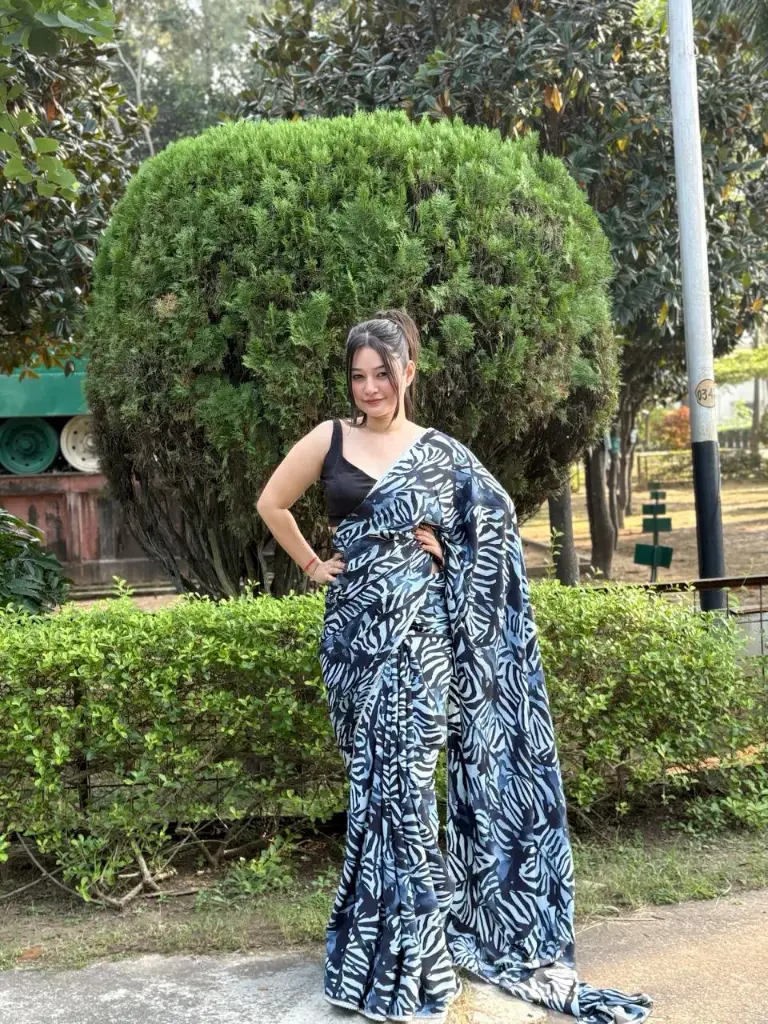 [IZS001] Indigo Zebra Saree