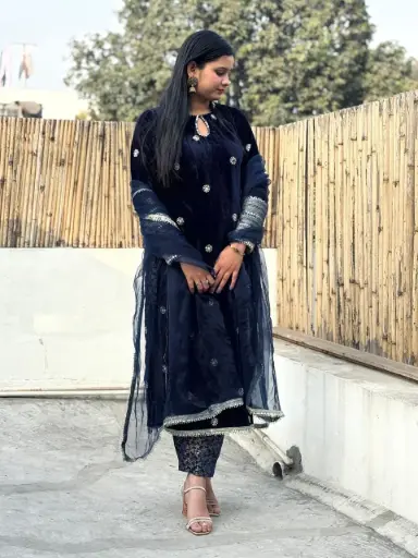 Navy blue Velvet suit